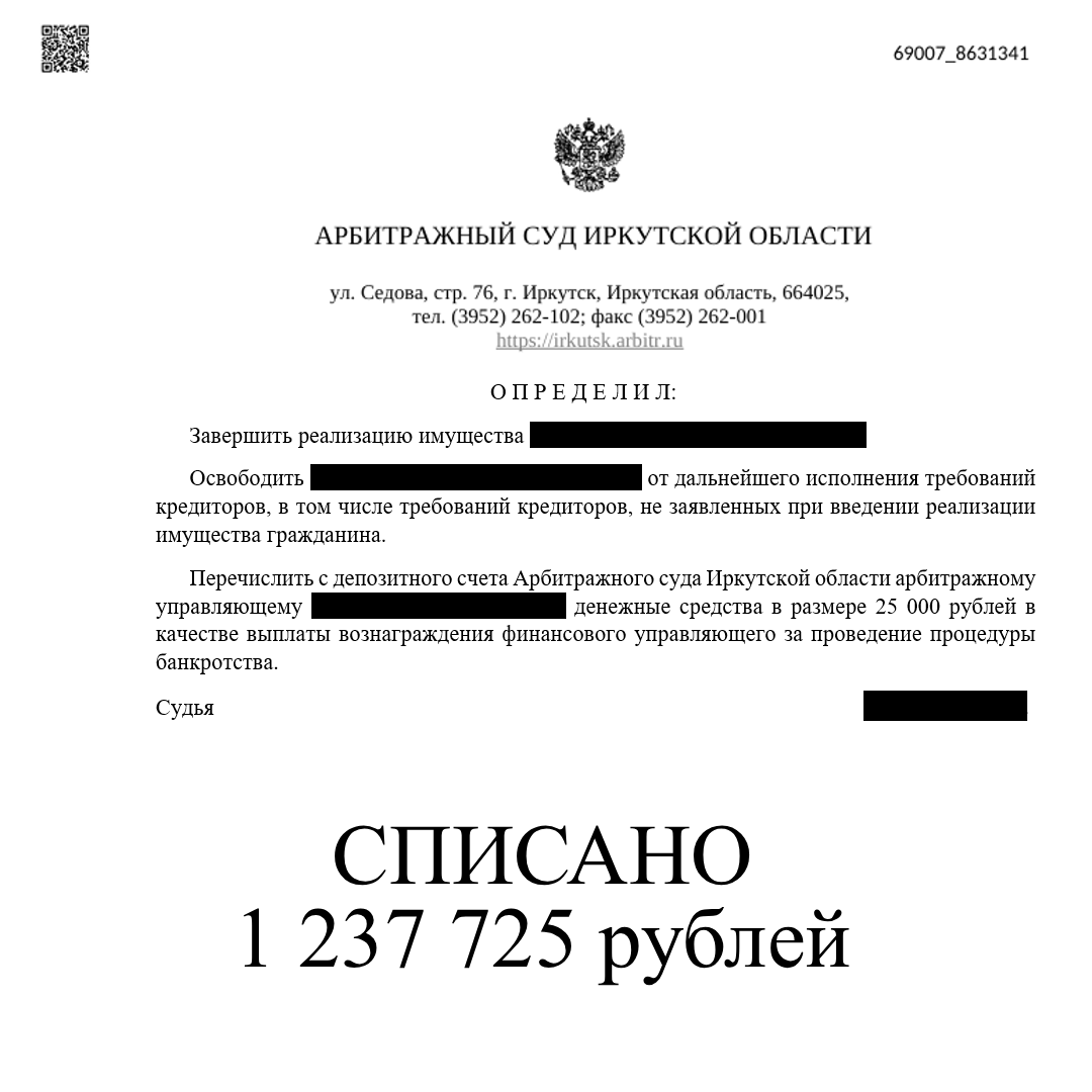 Списали 1,2 млн рублей долгов: как прошло банкротство нашего клиента